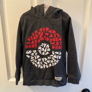 Kids Gray Pokemon Hoodie with Red and White Design